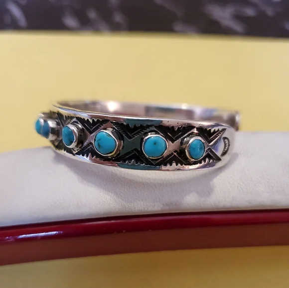 925 Turquoise Cuff Bracelet - Picture 9 of 13